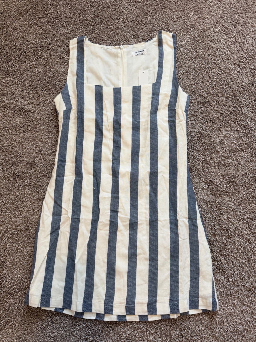 The Workshop Striped Linen Blend Mini Dress Size Large Coastal Chic Summer NWT - Picture 5 of 11